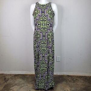 London Times Aztec Print‎ Sleeveless Split Leg Maxi Dress